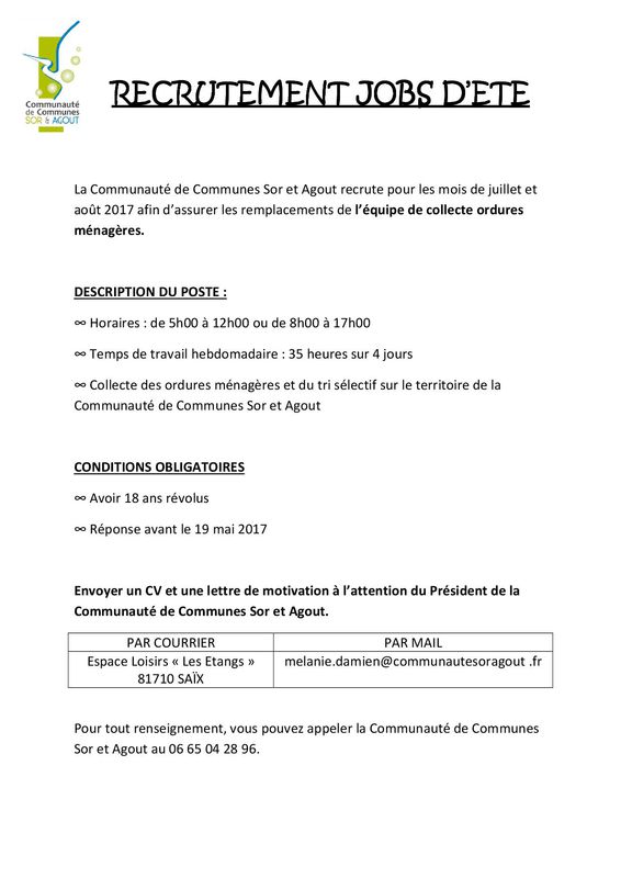 Emploi D Ete Mairie De Soual